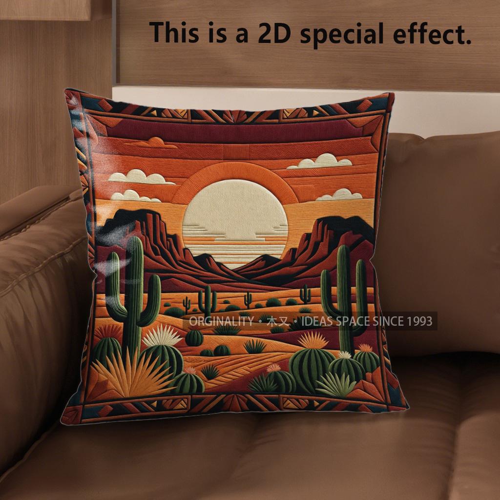 D Bohemian Desert Sunset Print Throw Pillow Covers Pattern Cushion Cover Suitable For Sofa Bedroom Car Pillow Cover
