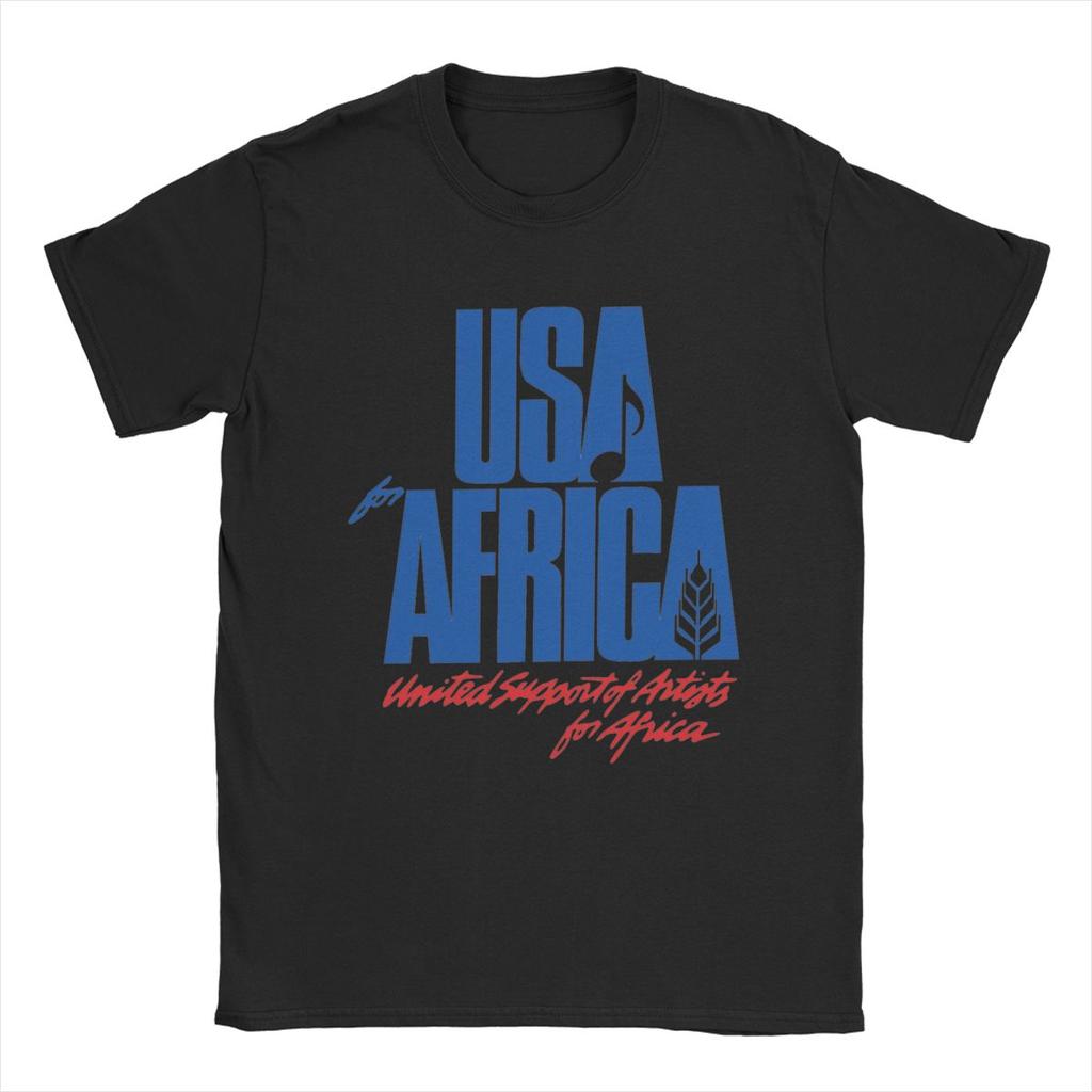 Men T-Shirt We Are The World Anniversary USA For Africa United Artists 100% Cotton Tees Short Sleeve T Shirts Tops Printed