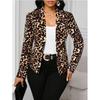 Damen S Eleganter Blazer Jacke mit Leopardenmuster und langen Ärmeln