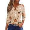 Women's T Shirt Tee Print Button 3/4 Sleeve Daily Weekend Fashion Basic V- Neck Regular Top