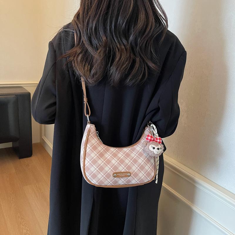 Fashion underarm bag women 2025 new retro plaid shoulder bag commuter messenger bag trendy dumpling bag