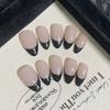 Nail Art Piece Milk Tea Nude Color Minimalist Pure Black French Edge Handmade Wear Nail Whitening Fake Nail Patch