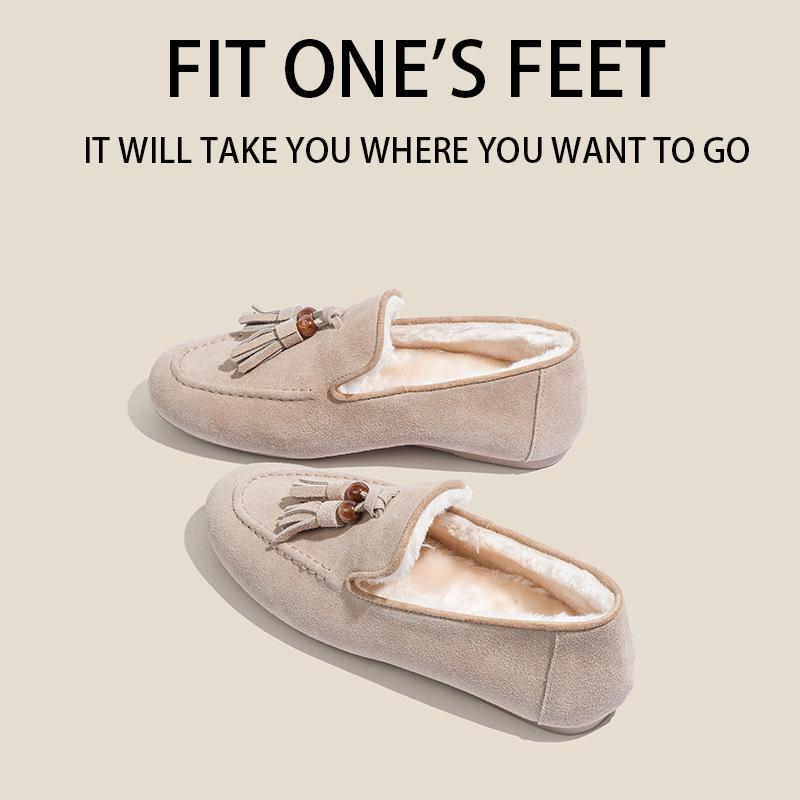 Women's Retro British Tassel Loafers - Genuine Leather Slip-on Flats for Fall & Winter