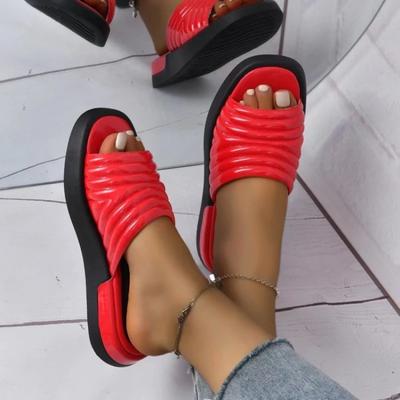 Nové Dámské Pantofle Módní Design Klín Kůže Žabka Rybí Ústa Outdoor Letní Party Jednoduché Nízké Gumové Dámské Sandály
