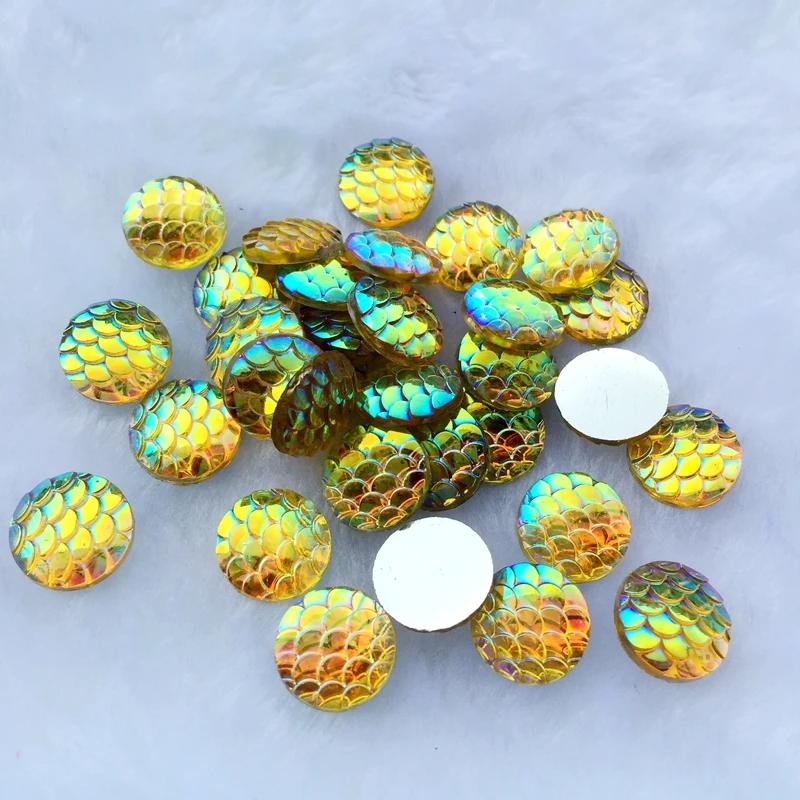 80pcs Round AB Resin Crystal Fish Scales Flat Back Rhinestone Scrapbook Wedding Decoration Scrapbooking Diy Accessories