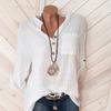 Women's Blouses Cotton Linen Blouse Spring Summer Shirts Casual Long Sleeve Button V-Neck Loose Shirt Lady Tops T-Shirts