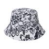 Style Tropical Black And White Leaf Flower Print Shade Doublesided Fisherman Hat
