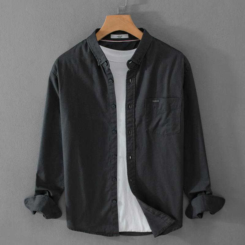 

Мужская повседневная рубашка с длинным рукавом L серый