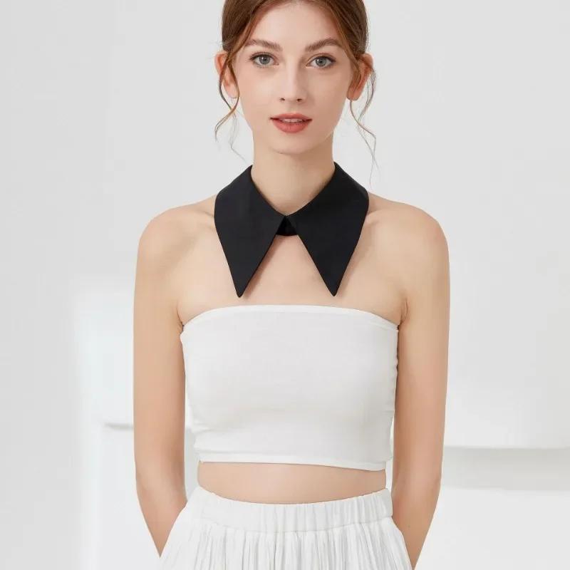Black/White Pointed Collar Shirt Detachable Fake Collar for Women's Autumn Multifunctional Neck Decoration False Clothes Collars