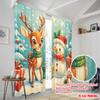 2 Stück, 2D-Flachdruck Vorhangstoff Niedlicher Hirsch Schneemann Weihnachtsgeschenke (3) Polyester (ohne Stange) Zimmerdeko Perfekt für
