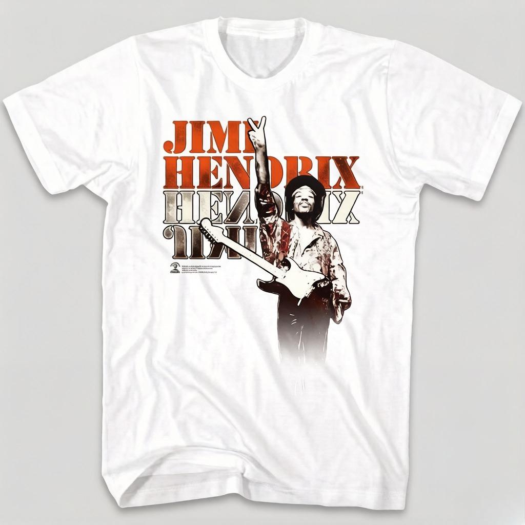 Jimi Hendrix Rock for Peace Print Tshirt Unique Legendary Guitar Festival Concert Unisexs and Womens Universal Crew Neck Tshirt