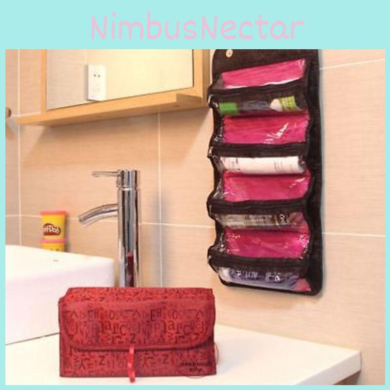 Compact And Stylish Cosmetic Organiser Roll And Go Cosmetic Bag With 4 Zippered Compartments