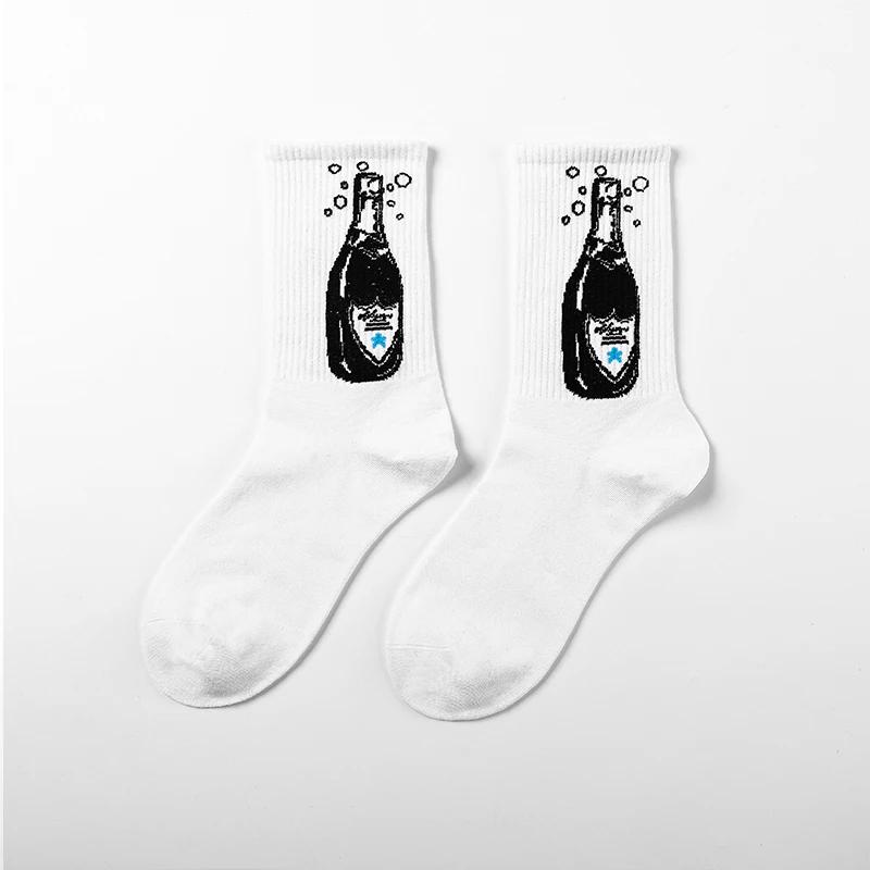 New Cyberpunk Style White Cartoon Gameing Socks for Men and Women Game Over Socks Cotton Women Ins Style Funny Happy Socks