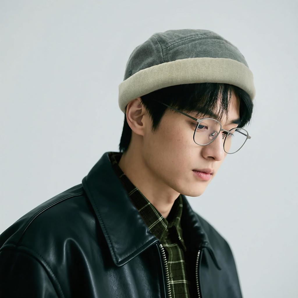 Clape Brimless Cotton Roll Cap Stylish Round Watch Fashionable Hat Fisherman's Cap, Shape, Lightweight, Unisex, Outdoor, Cap, Brimless, Men's (Green,