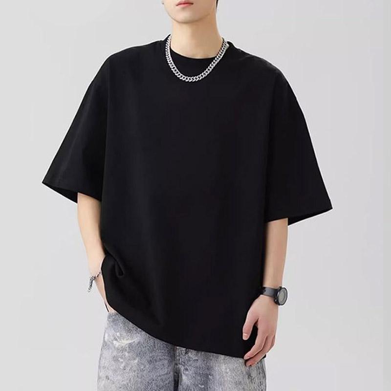Men's Clothing Summer Pure Cotton Solid Color Short Sleeve T-Shirt Men's Casual Round Neck White Half Sleeve Top Comfortable