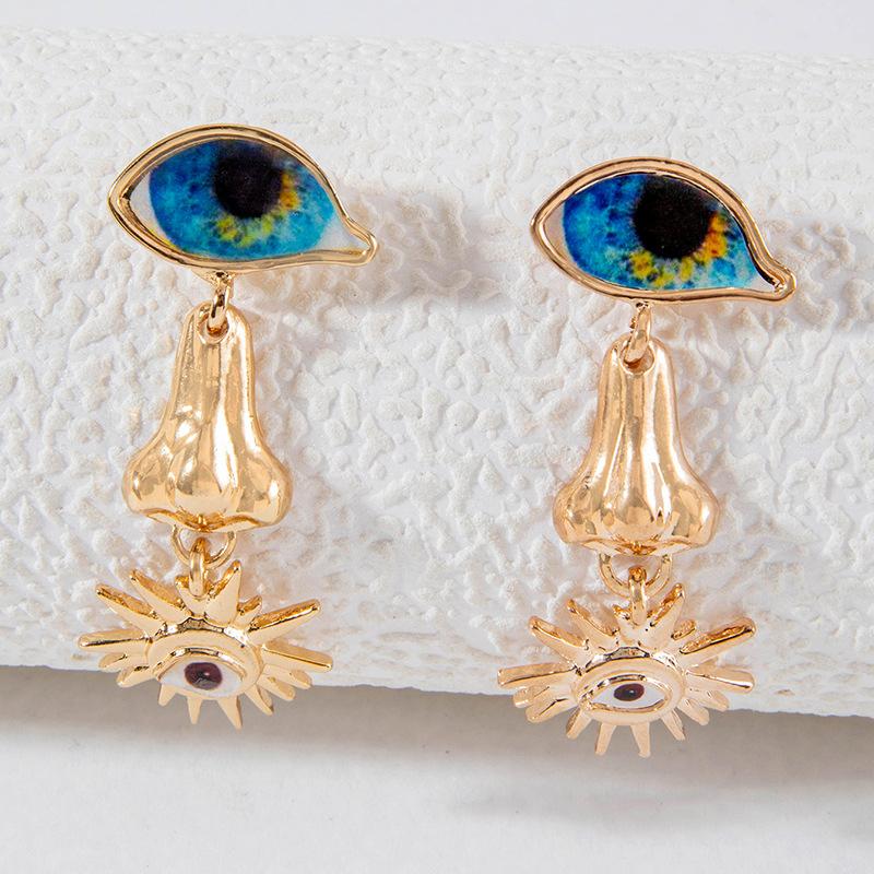 1 Pair Long Tassel Dangle Earrings  Shiny Diamond Demon Eye Earrings Korean Style  Jewelry  Earrings