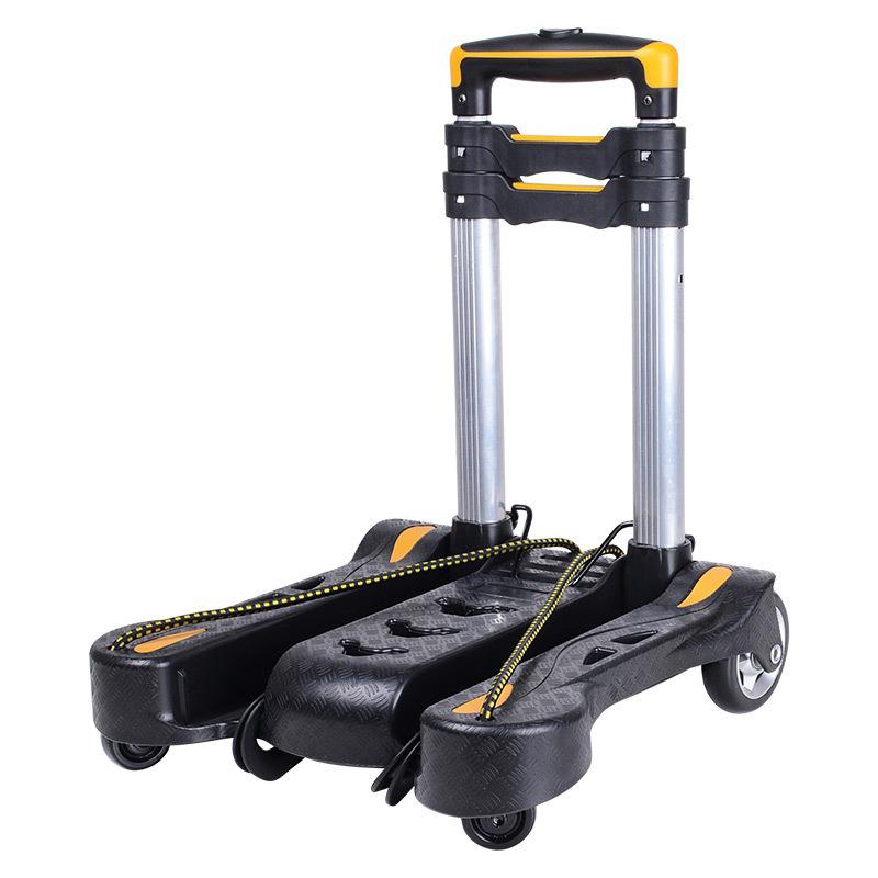 Swivel Wheel Folding Hand Truck, Portable Cart with Aluminum Pull Rod & Plastic Base, 40kg Load Capacity