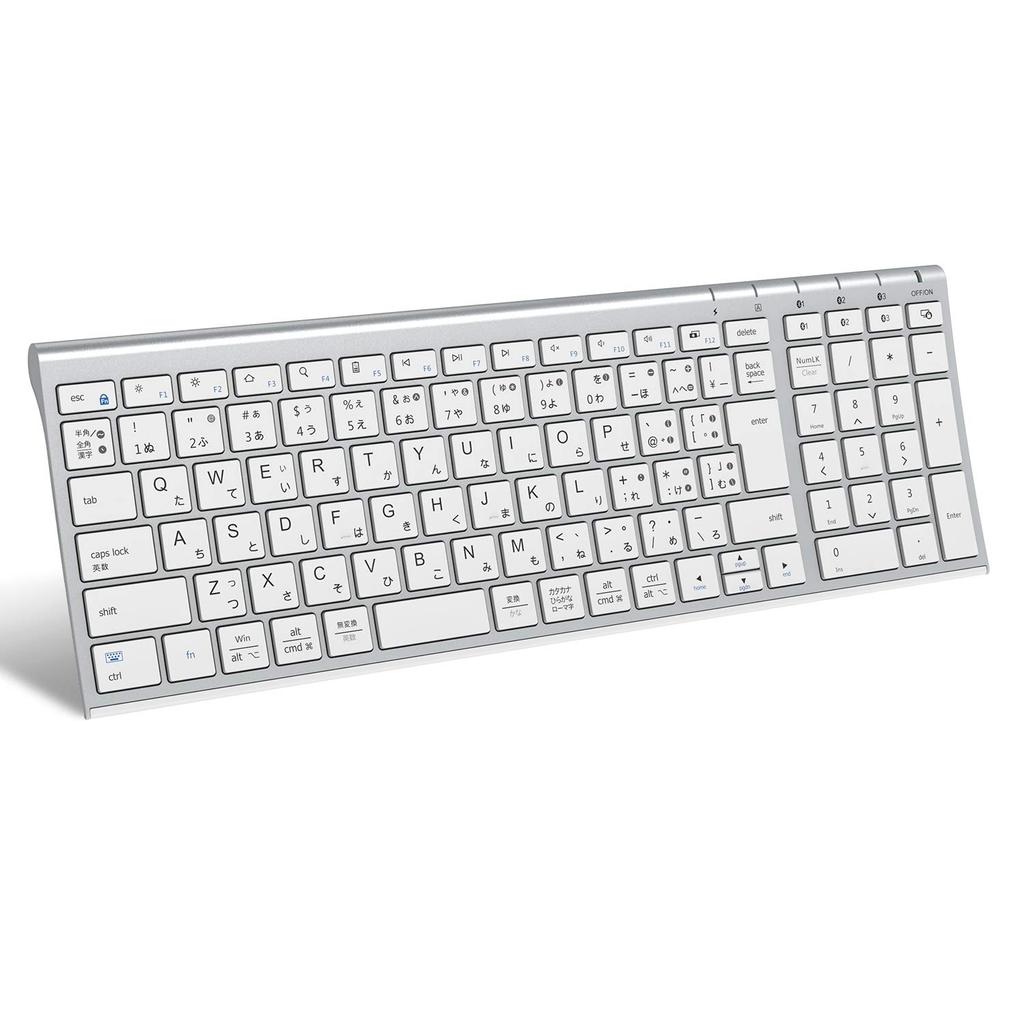iClever Bluetooth Wireless Keyboard, Pantograph, Japanese JIS Layout, Supports 3 Simultaneous Device Connections, Full-Size with Numeric Keypad,