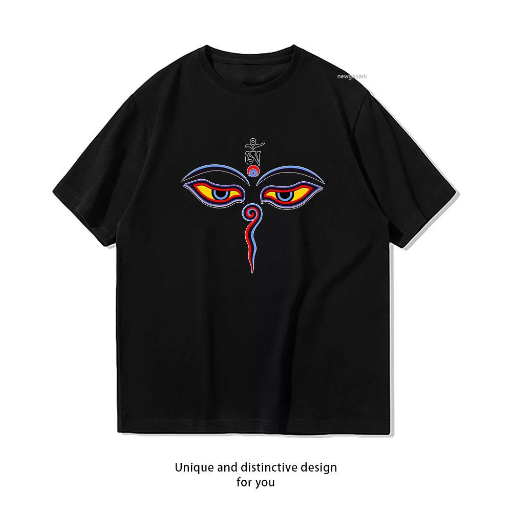 

Wisdom Eyes Of Buddha Bodhnath temple eyes TShirt Women Unisex Casual cotton printed t shirts Creative streetwear camisetas tops S