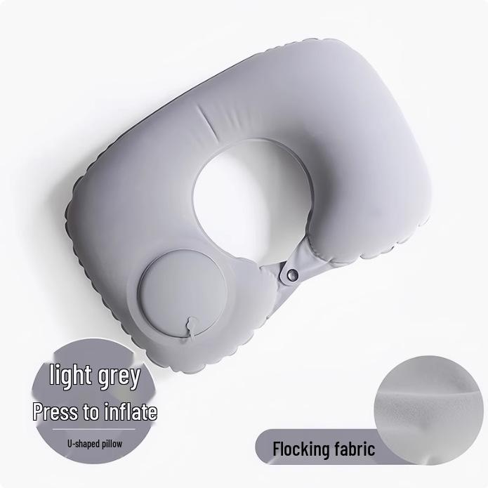 Inflatable U-Shaped Travel Neck Pillow with Portable Press-Type Storage