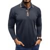 Men's Knit Long Sleeve Polo Shirts Turn Down Collar Business Casual Pullover Tops