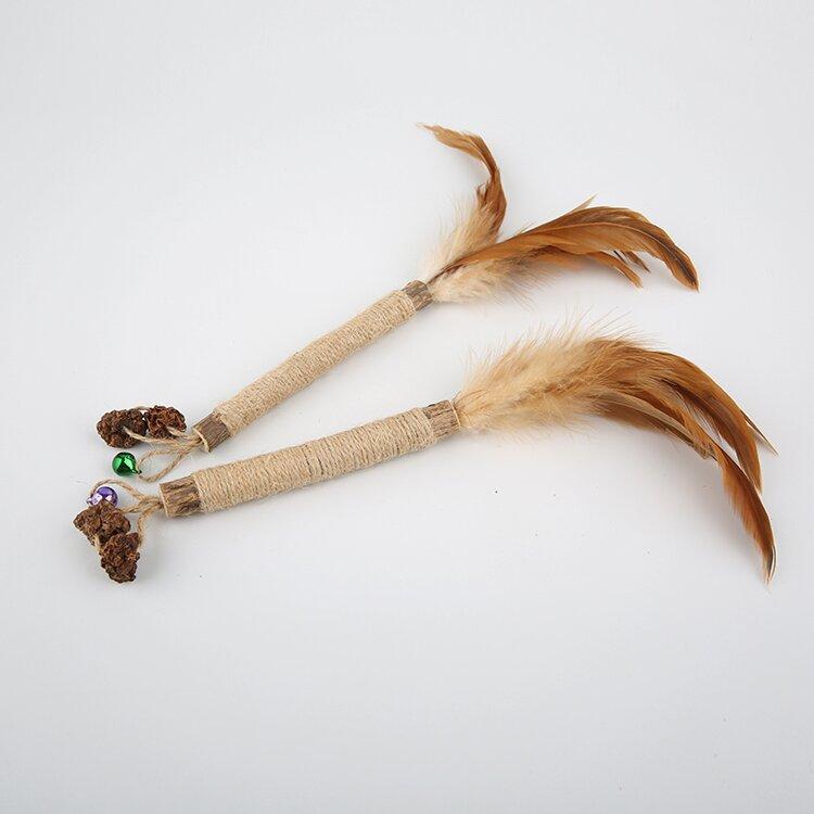 Pet Supplies: Silver Vine Cat Teaser Wand, Hemp Rope Chew Stick, Matatabi Fruit with Feather and Bell, Boredom Relief Cat Toy