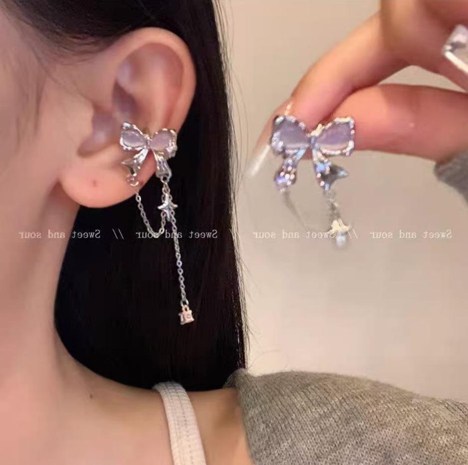 Lychee Jelly Powder Mosquito Coil Ear Clips: Elegant Chinese Style Moisturizing Earrings for Women
