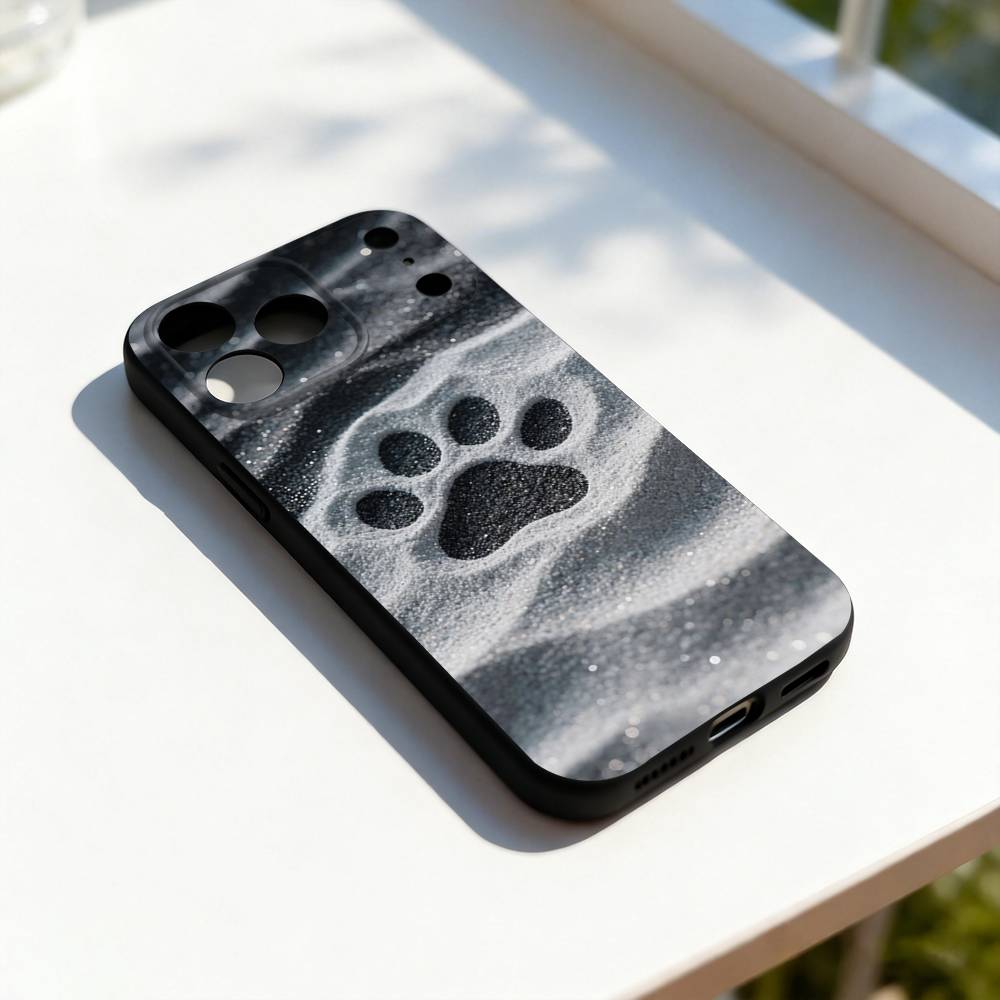 

Dog Footprints Puppy Paw For iPhone 17,16,15,14,13,12,11,Pro,Max,Plus,E,SE4,Air,Mini Black Soft Cover Phone Case iPhone13PROMAX