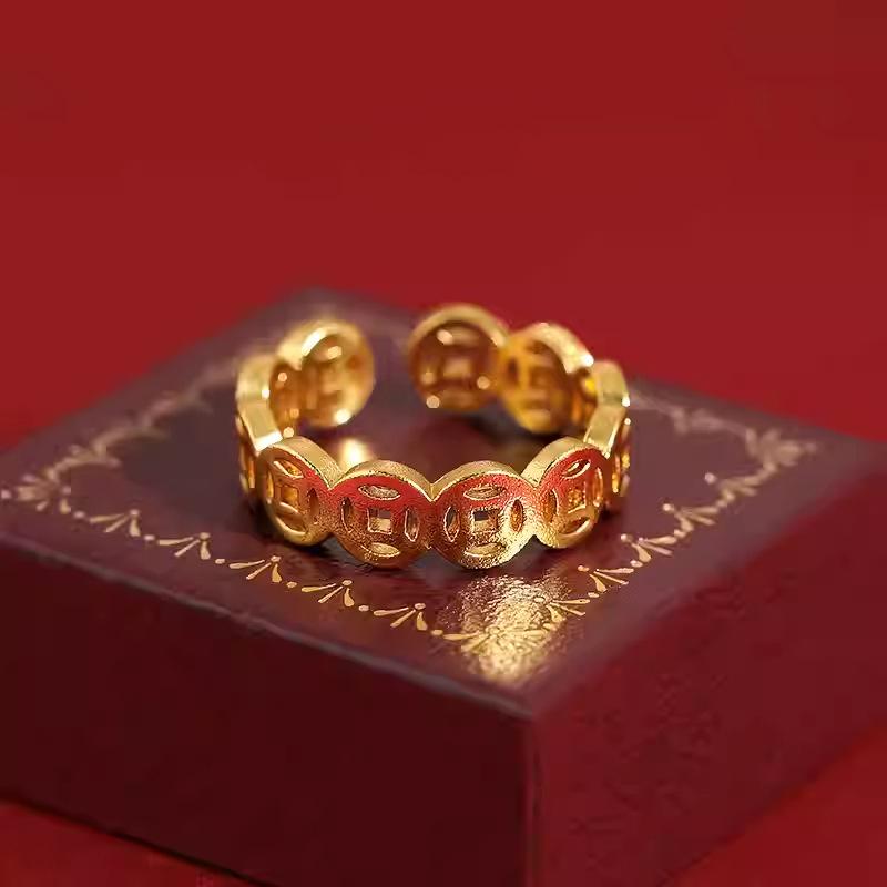 Antike Gold- und Kupfermünzen ziehen Reichtum an, offene Ringe für Damen, leichter Luxus, hochwertige Zeigefingerringe, vielseitiges Nischendesign und Schmuck