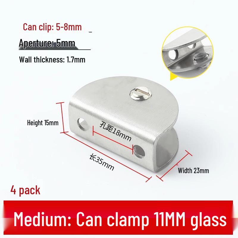 Nerezová skleněná svorka pro police a skříně