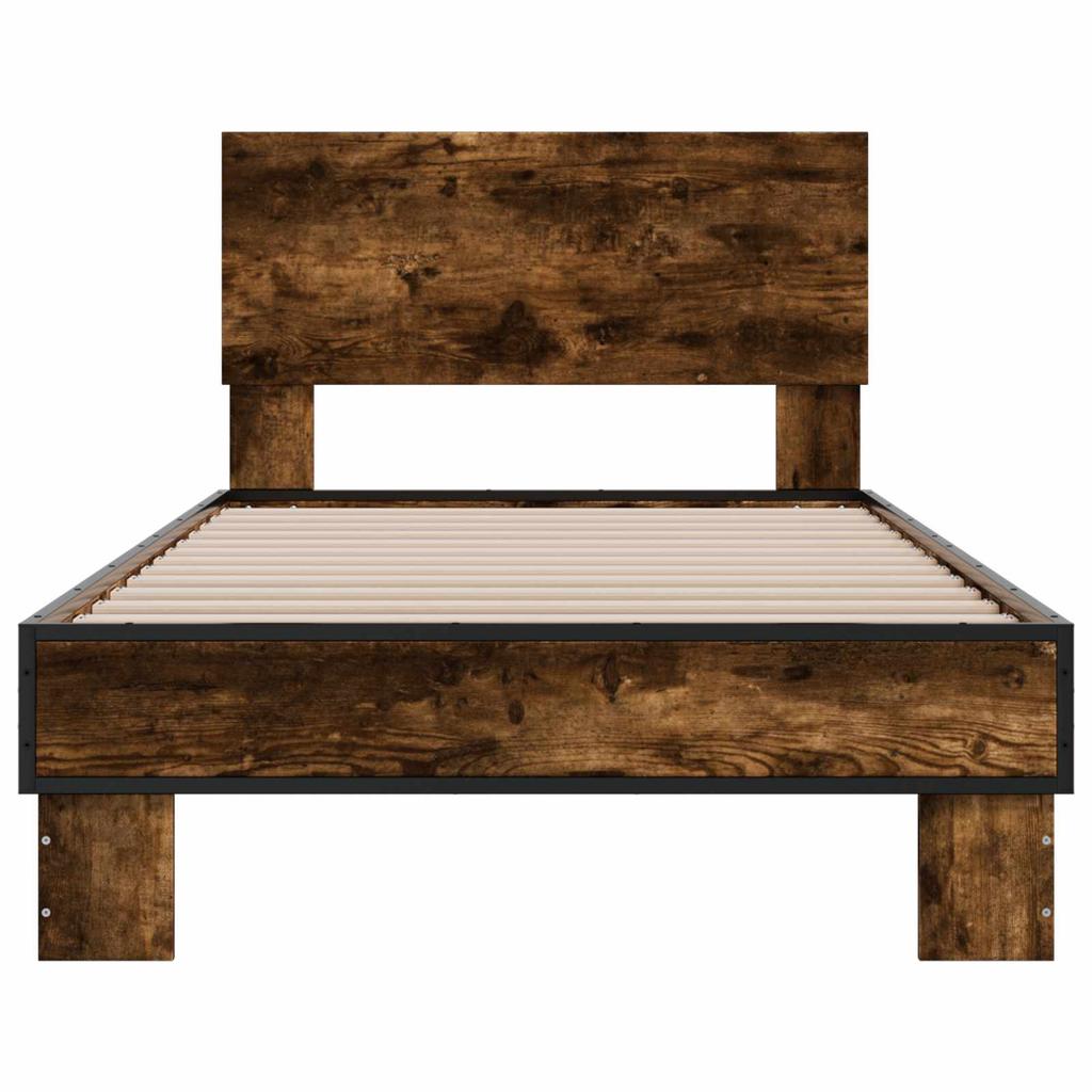 Bed Frame with Headboard Smoked Oak 80 x 200 cm