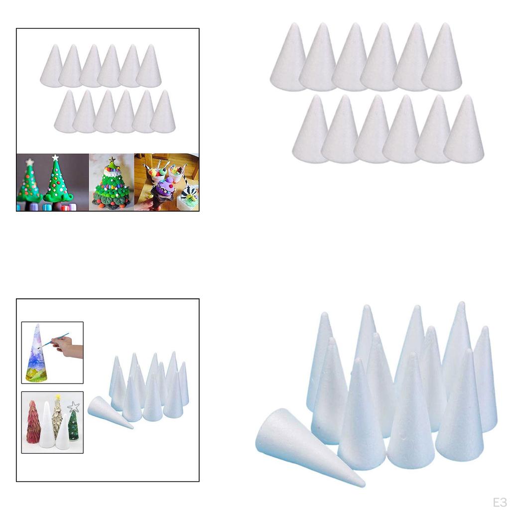 12 Pieces Craft Foam Cones Accessories Decors White Supplies for Activities DIY Art Projects Wedding