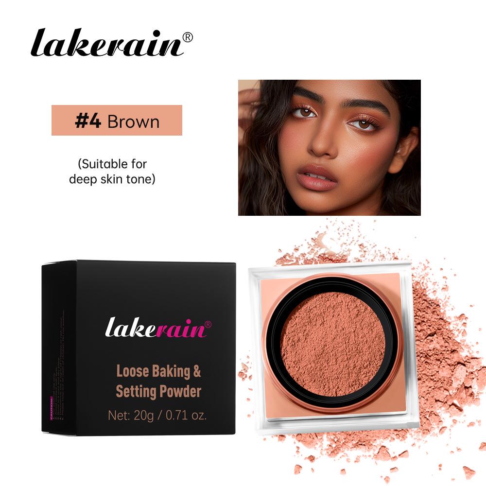 Lakerain Square Box Loose Powder: Natural Concealer, Long-Lasting, No-Smudge Makeup Setting Powder