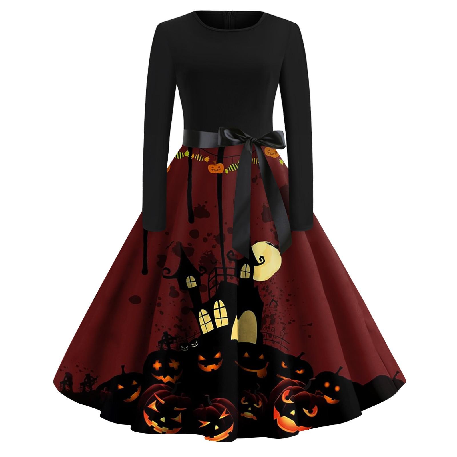 Платье с расклешенным принтом на Хэллоуин для женщин — фото 5