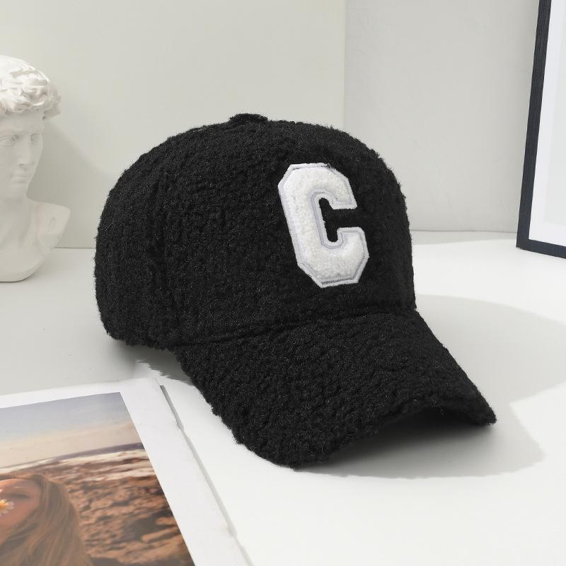 

Бейсболки для подростков 2000 года с вышитой буквой C, ветрозащитные, повседневные, кепки-утконосы для кемпинга, велоспорта, плюшевые кепки-утконосы One size чёрный