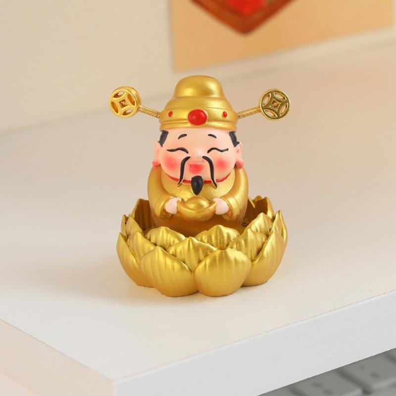 God of Wealth Figurines Resins Cai Shen Statues God of Fortune Caishen Sculptures Fengshui Ornament Home Office Decors