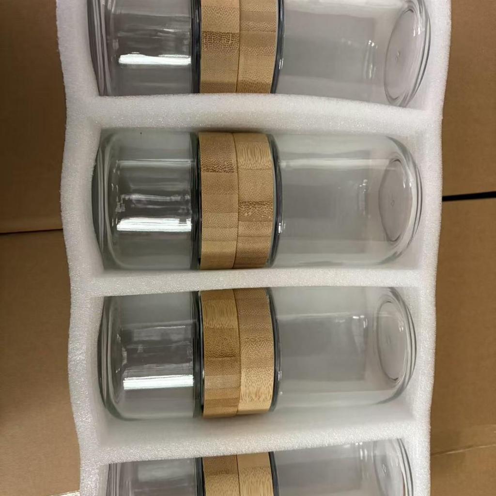 Large Glass Storage Jar with Bamboo Lid, Cereal & Yogurt Container, Sealed Oatmeal Cup