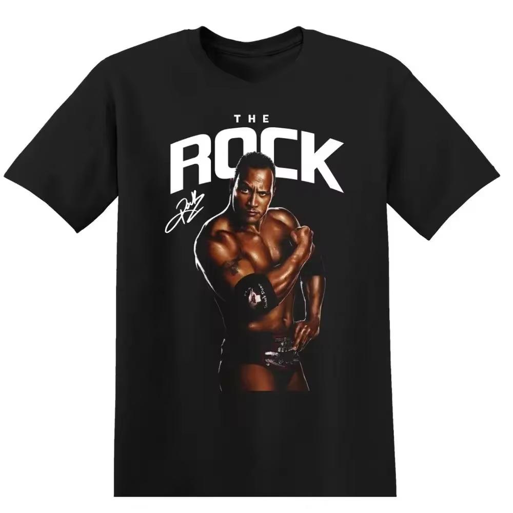 The Rock Wrestling T-skjorte Svart WWE Jeff Hardy Wrestling T-skjorte Randy Orton Ray Mysterio Wrestling T-skjorte WWE Oversize Casual Topp