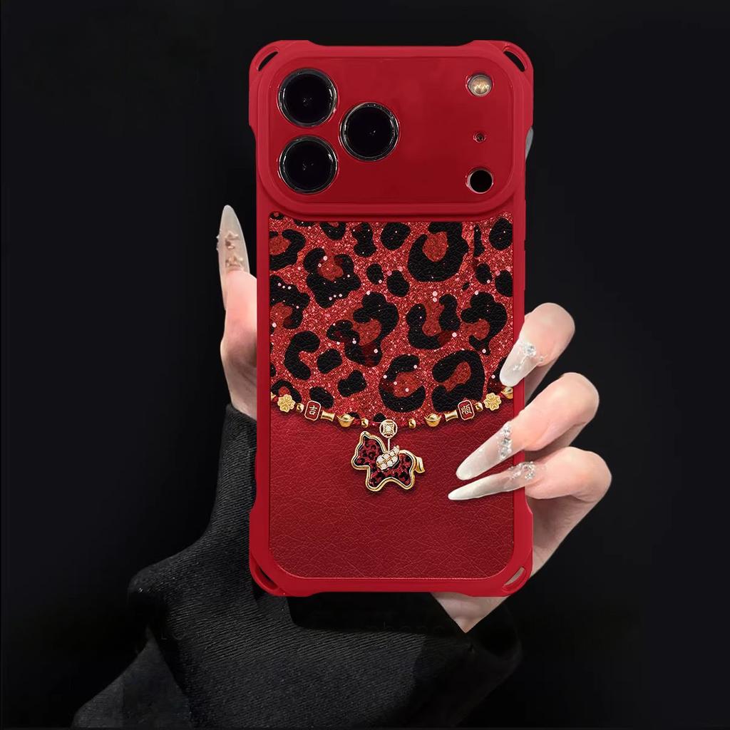 Leopard print pony lanyard is suitable for Apple 17promax mobile phone case iPhone16/15/14pro women's sticker.