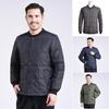 Men Down Jacket Autumn Winter Stand Collar Long Sleeve Thickened Velvet Cotton Coat with Pockets Solid Color Quilted Outerwear