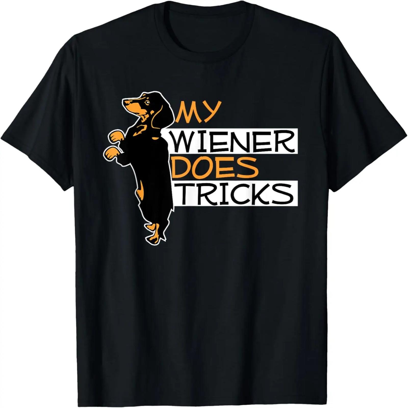 

My Does Tricks Weiner Dog Pun Graphic T-Shirt XXXXXL чёрный