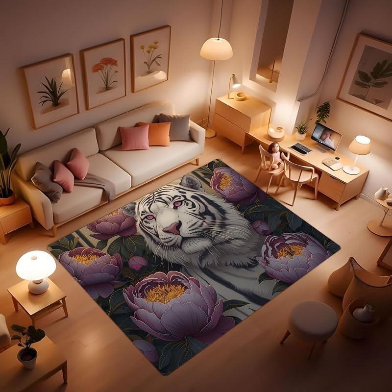 Anime Lion and Tiger Carpet Rugs for Bedroom Carpets for Living Room Anti Slip Floor Mat Washroom Floor Mat Anime Rug