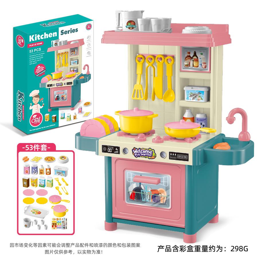 Kids Kitchen Playset Simulated Cooking Stove With Utensil Accessories Pretend Play Kitchen Toy Set For Toddlers Small Boys Girls