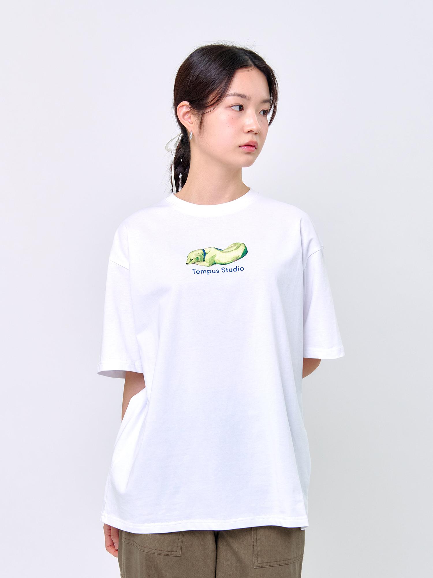 Tempus Studio Lying Dog T-Shirt_White White/S