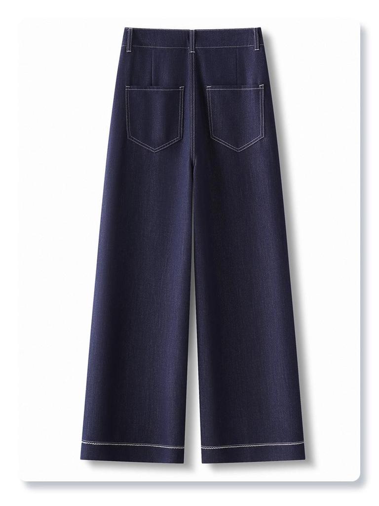 Women's Denim Blue Wide-Leg High-Waist Jeans for Summer 2025