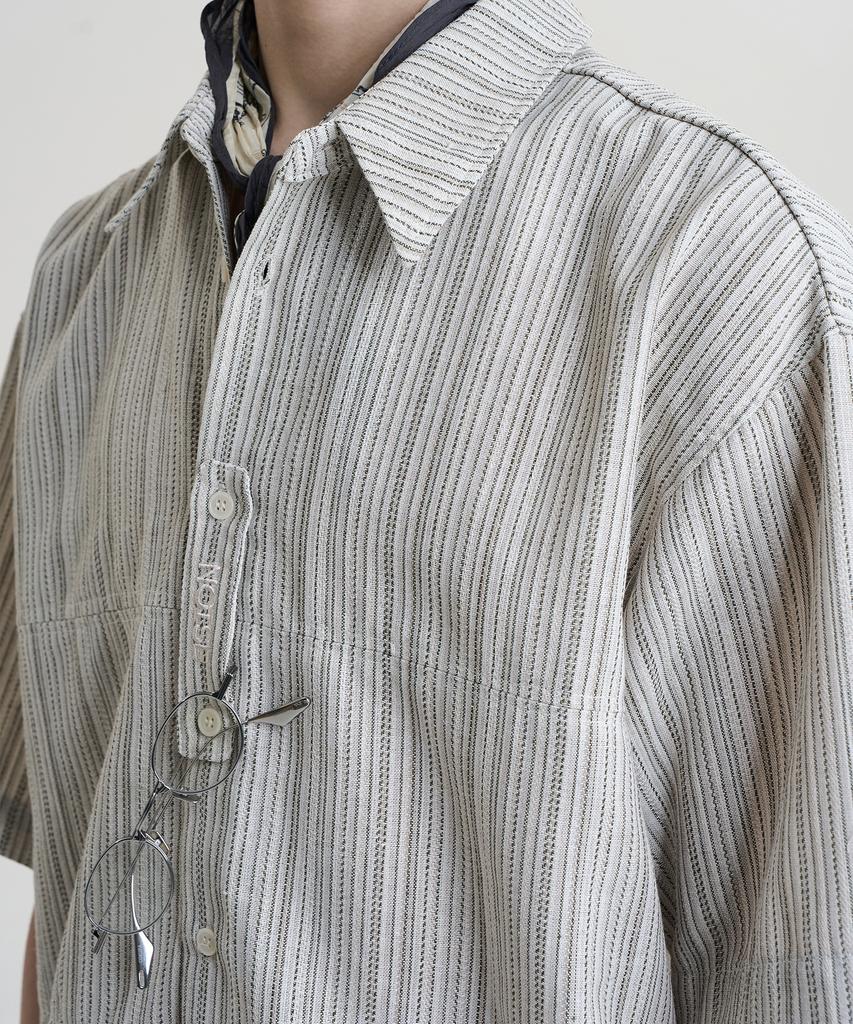 NOISE Fennel Linen Striped Shirt - Khaki Beige