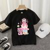 Kids T-shirt Cotton Cute Anime Print Tees Short Sleeve Kawaii Pink Cartoon Girl Summer Casual Clothes Birthday Party Gift