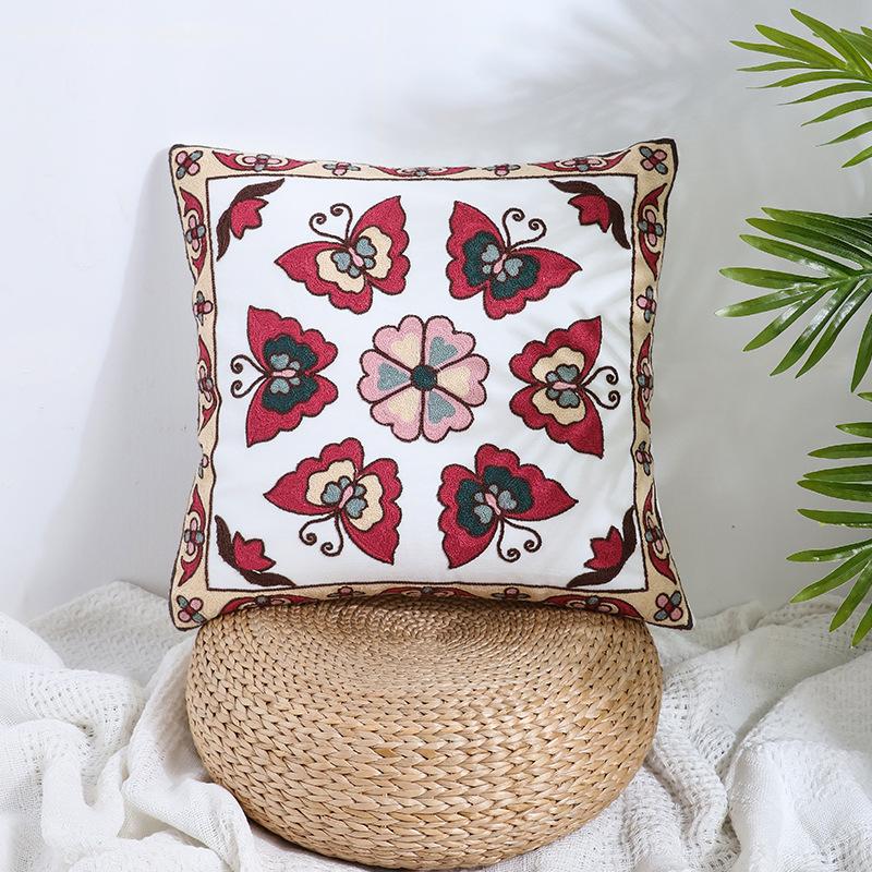 Ins Floral Embroidery Pillow Case Living Room Sofa Decoration Flower Bedroom Bedside Pillow