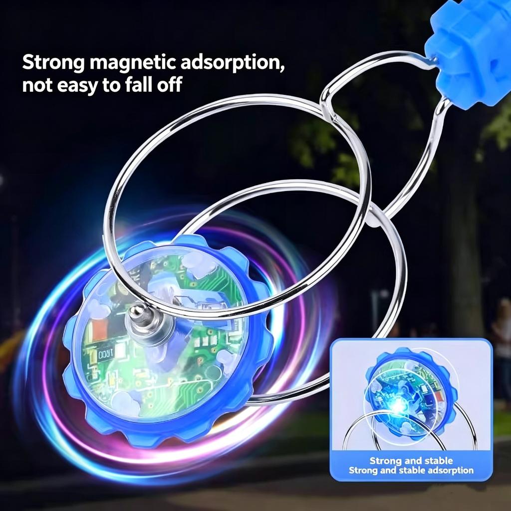 Hand Cranked Inertia Rotation Magic Flying Gyroscope Glowing Magnetic Track Kids Puzzle Stress Relief Educational Toy Gifts