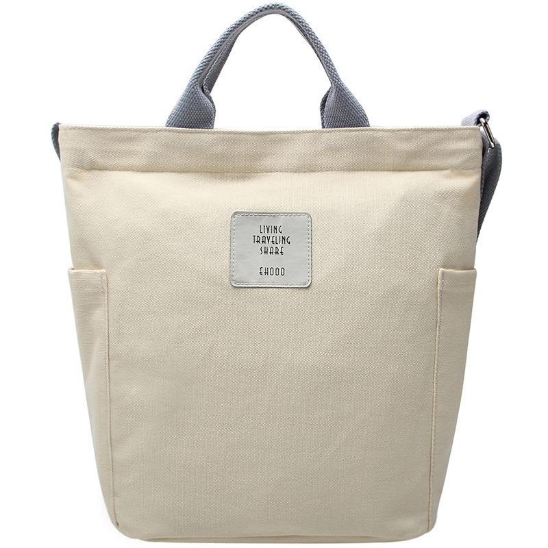 Корейская версия простой и вместительной студенческой сумки, тканевая сумка, сумка через плечо белый